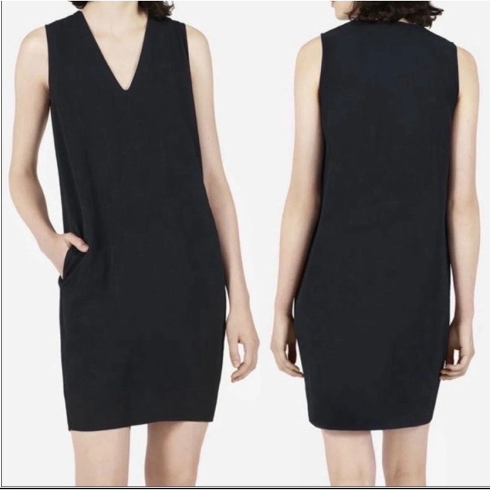 Everlane Japanese GoWeave Sleeveless V Neck Cocoon Dress Black Size 10
